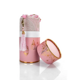 Roze cadeauset gebed cilinder met gouden accenten en een sierlijke tassel